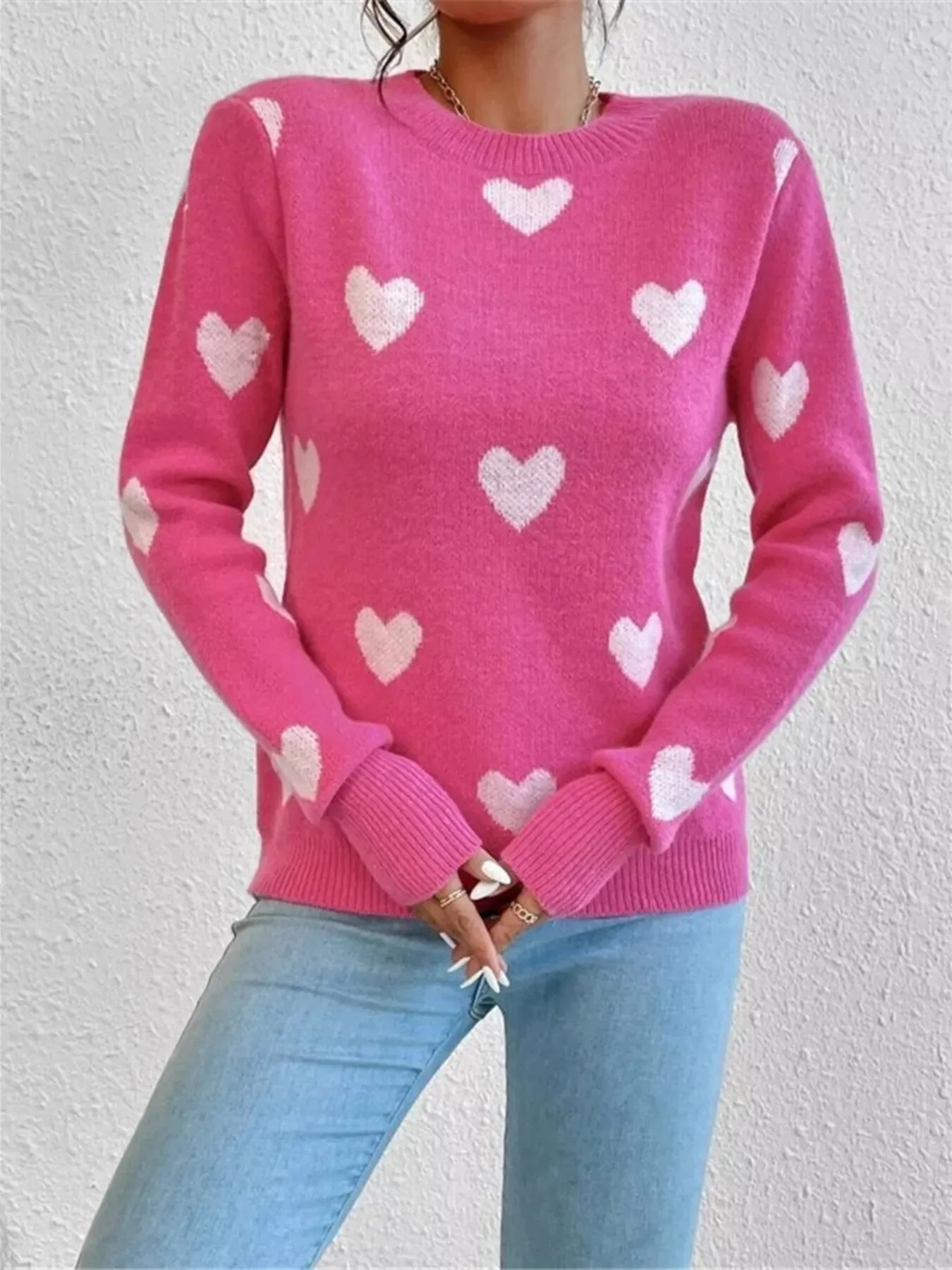 Heart Pattern Round Neck Sweater sold by Charming Charlie product image thumbnail 5