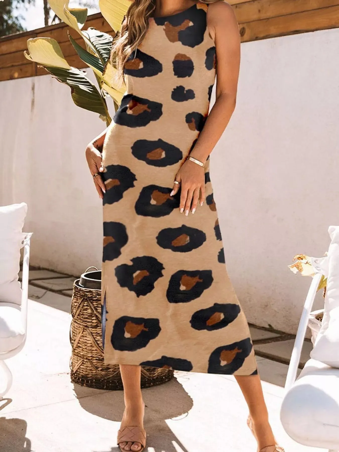 Slit Leopard Sleeveless Maxi Dress sold by Charming Charlie product image thumbnail 3