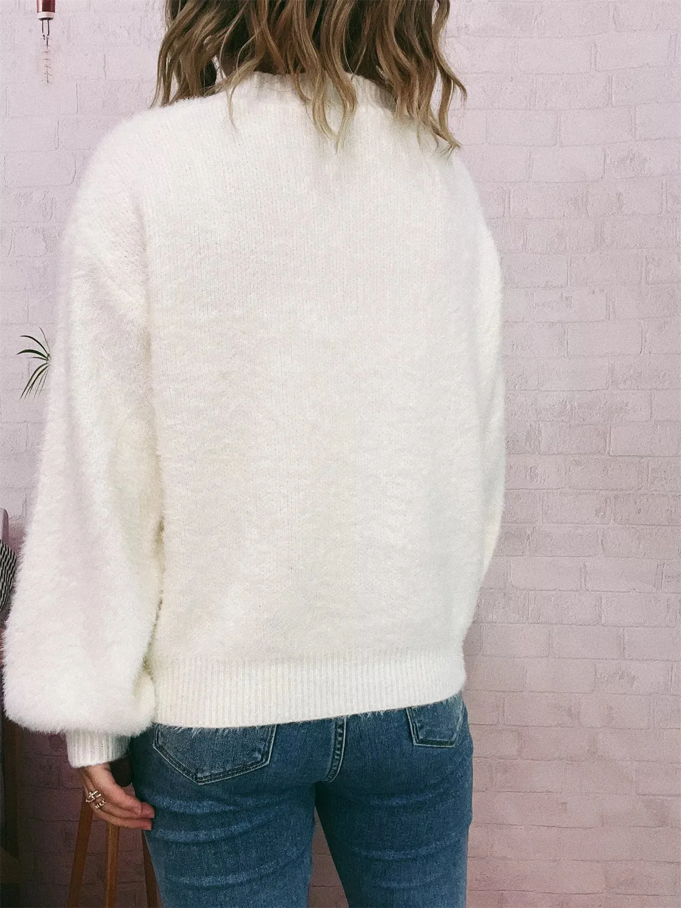 Fuzzy Button-Up Long Sleeve Cardigan sold by Charming Charlie product image thumbnail 5