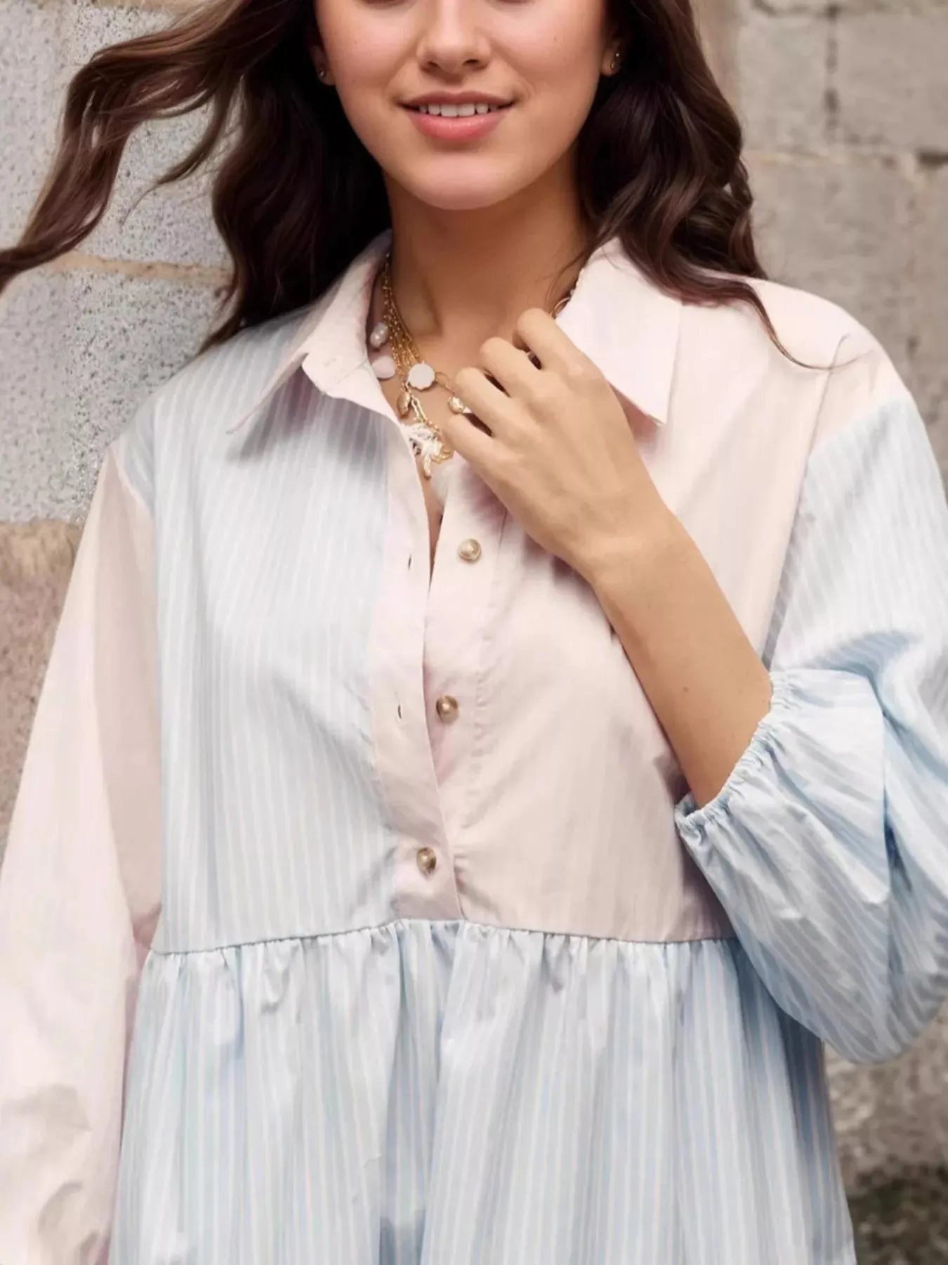 Tiered Button-Front Shirt Dress sold by Charming Charlie product image thumbnail 3