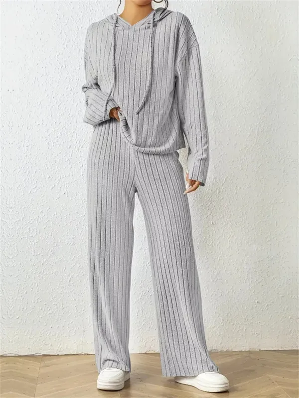 Ribbed Drawstring Hoodie and Pants Set sold by Charming Charlie