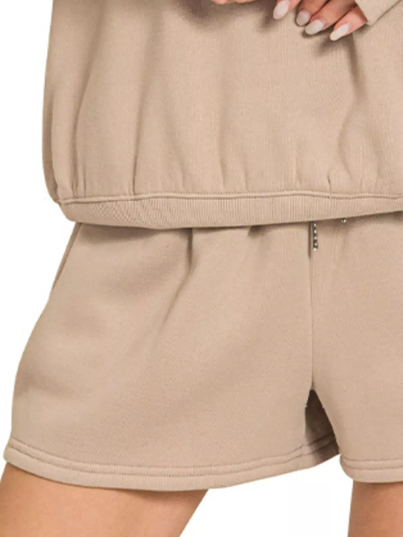 Zenana Fleece Boat Neck Sweatshirt and Shorts Set sold by Charming Charlie product image thumbnail 3