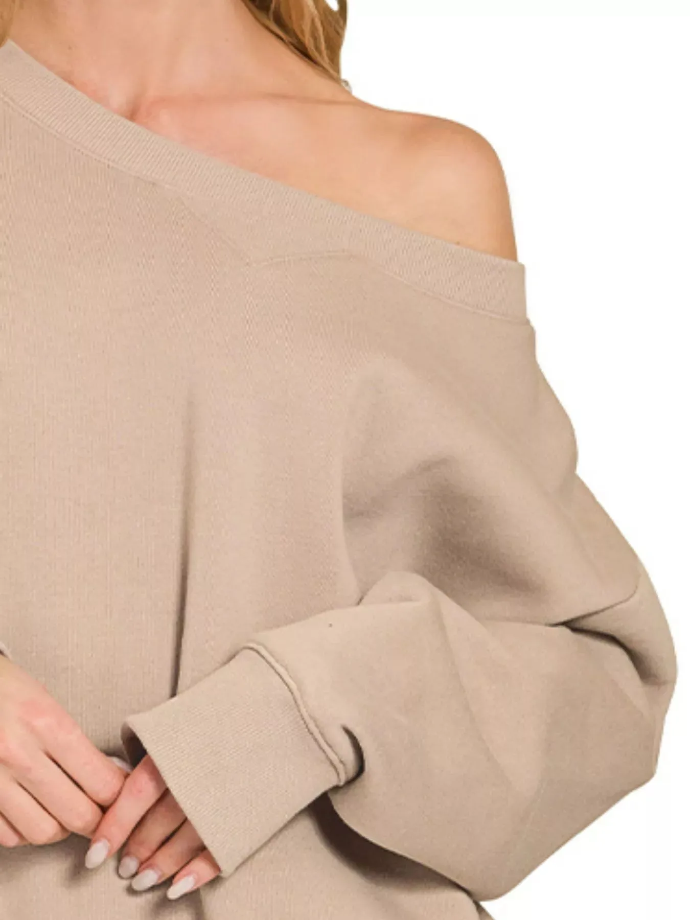 Zenana Fleece Boat Neck Sweatshirt and Shorts Set sold by Charming Charlie product image thumbnail 2