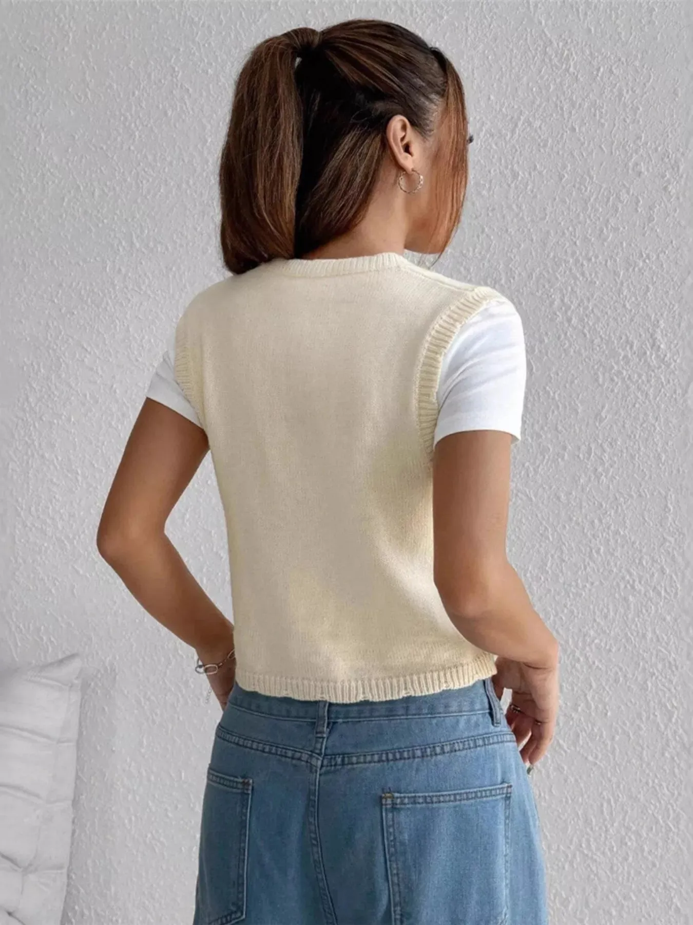 Embroidered Button Up Sweater Vest sold by Charming Charlie product image thumbnail 5