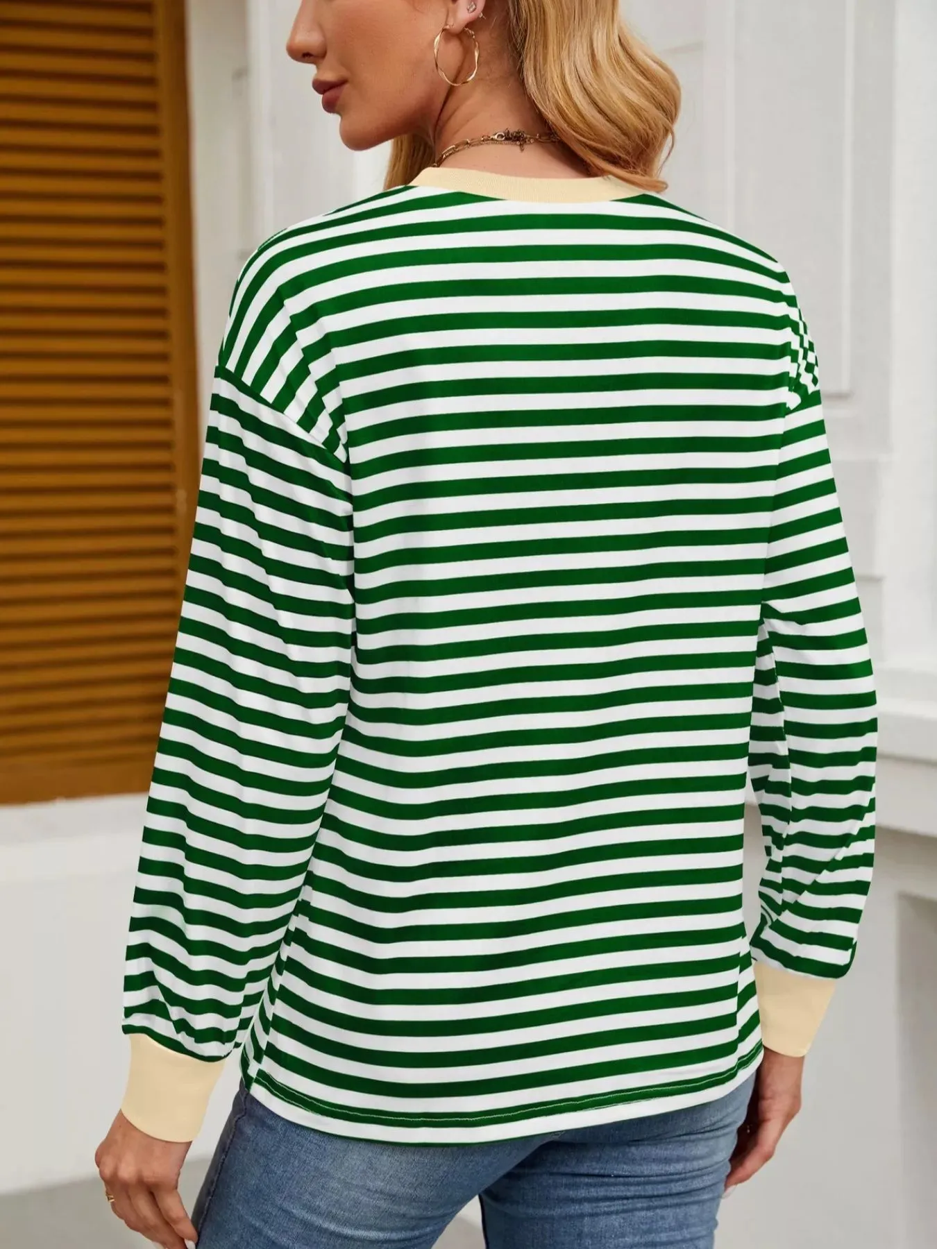 Striped Round Neck Long Sleeve T-Shirt sold by Charming Charlie product image thumbnail 2