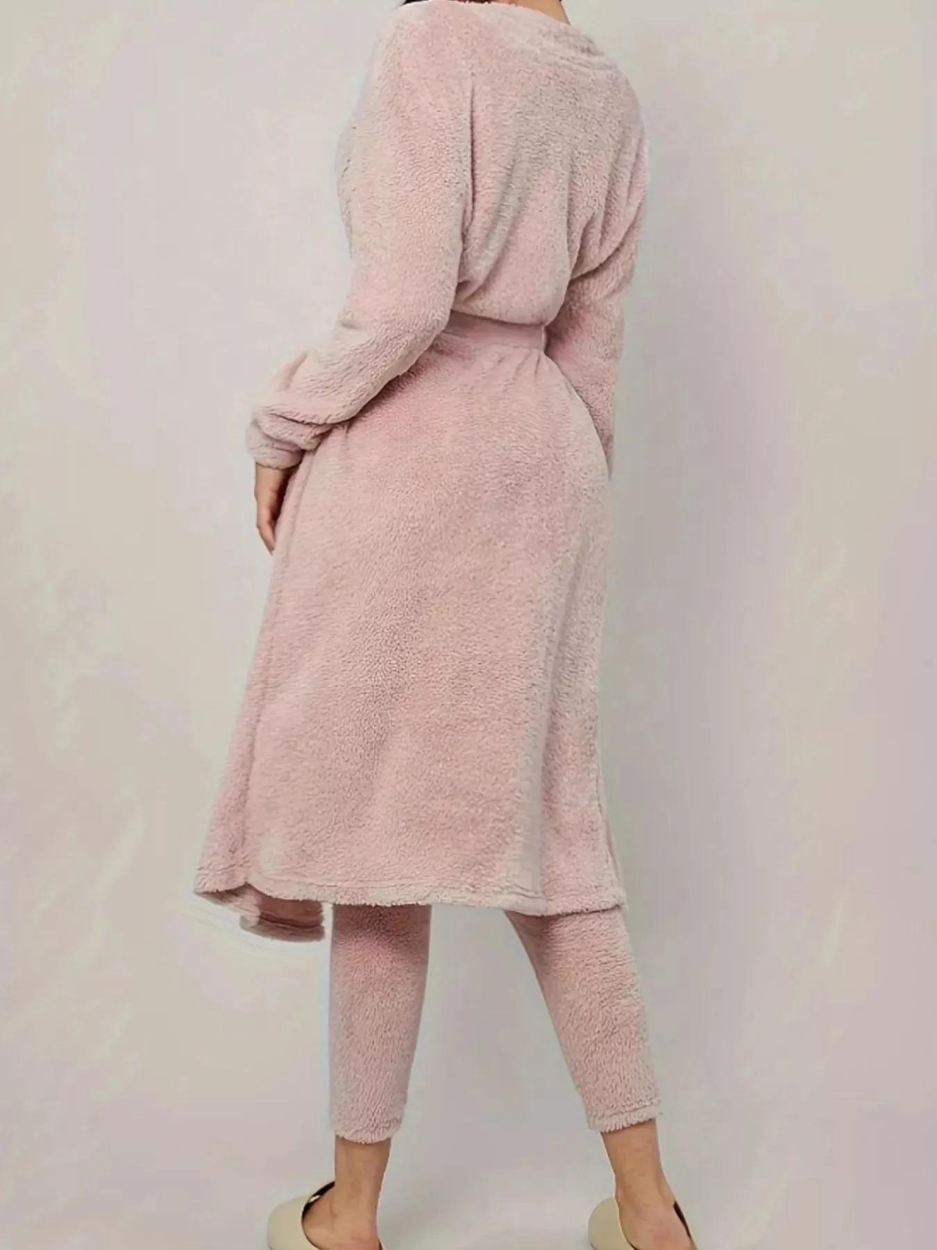 Fuzzy Tank Long Sleeve Cardigan and Pants 3-Piece Lounge Set sold by Charming Charlie product image thumbnail 4