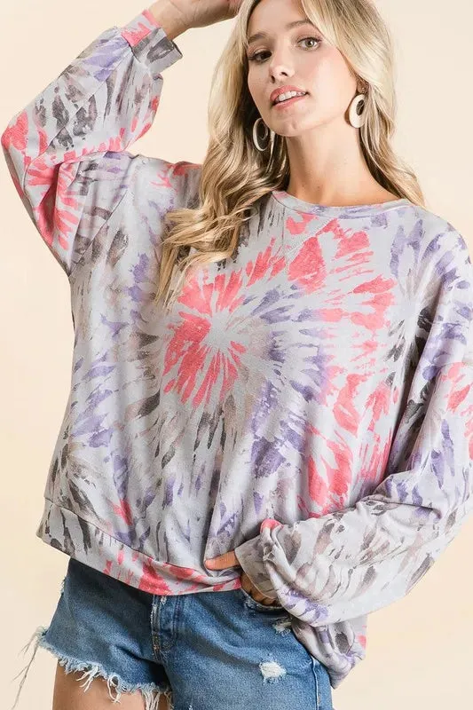 BiBi Tie Dye Print Terry Pull Over sold by Charming Charlie product image thumbnail 3