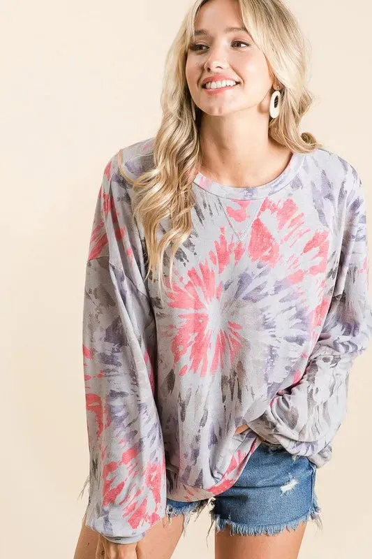 BiBi Tie Dye Print Terry Pull Over sold by Charming Charlie product image thumbnail 4
