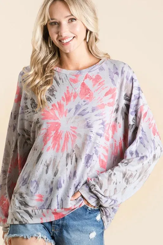 BiBi Tie Dye Print Terry Pull Over sold by Charming Charlie product image thumbnail 5