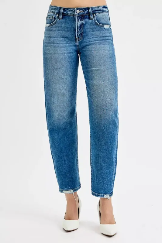 RISEN Tummy Control High Rise Ankle Slim Barrel Jeans sold by Charming Charlie