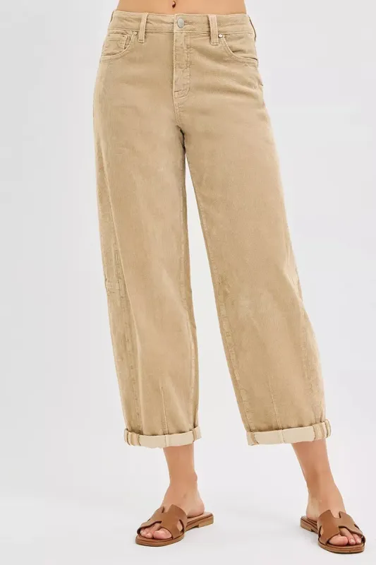RISEN High Rise Crop Barrel Cordurory Pants sold by Charming Charlie