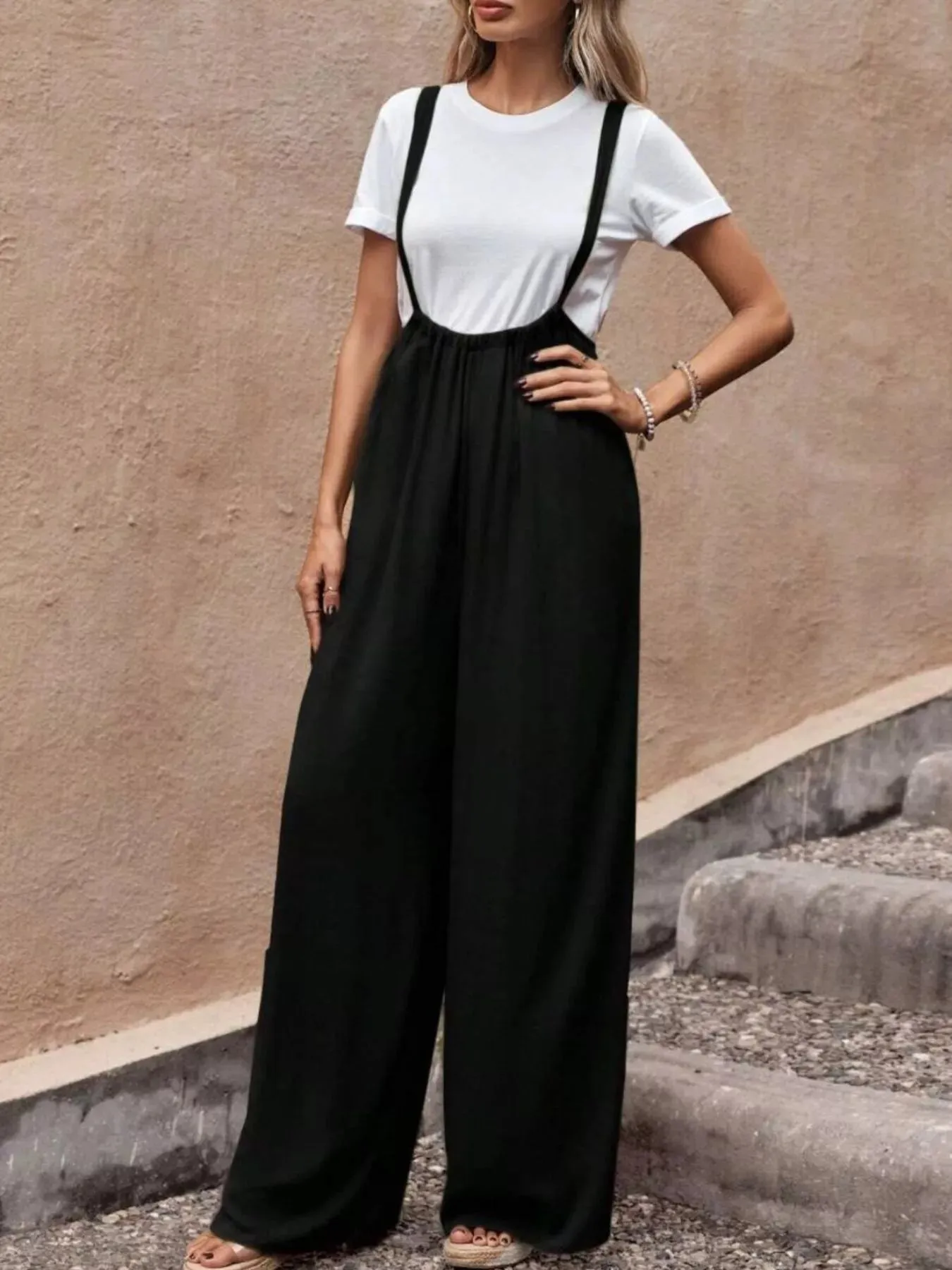 Wide Leg Suspender Overalls sold by Charming Charlie product image thumbnail 2