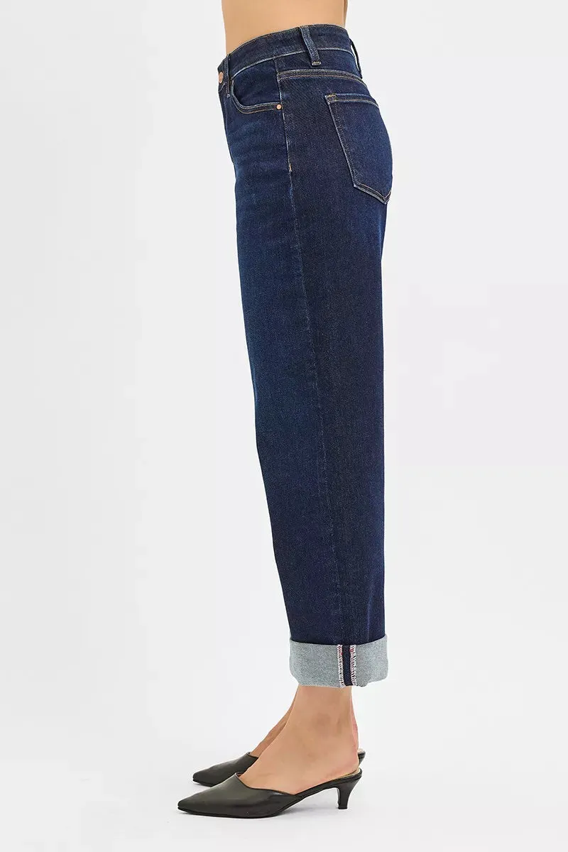 RISEN Mid Rise Fit Ankle Wide Roll Up Jeans sold by Charming Charlie product image thumbnail 4