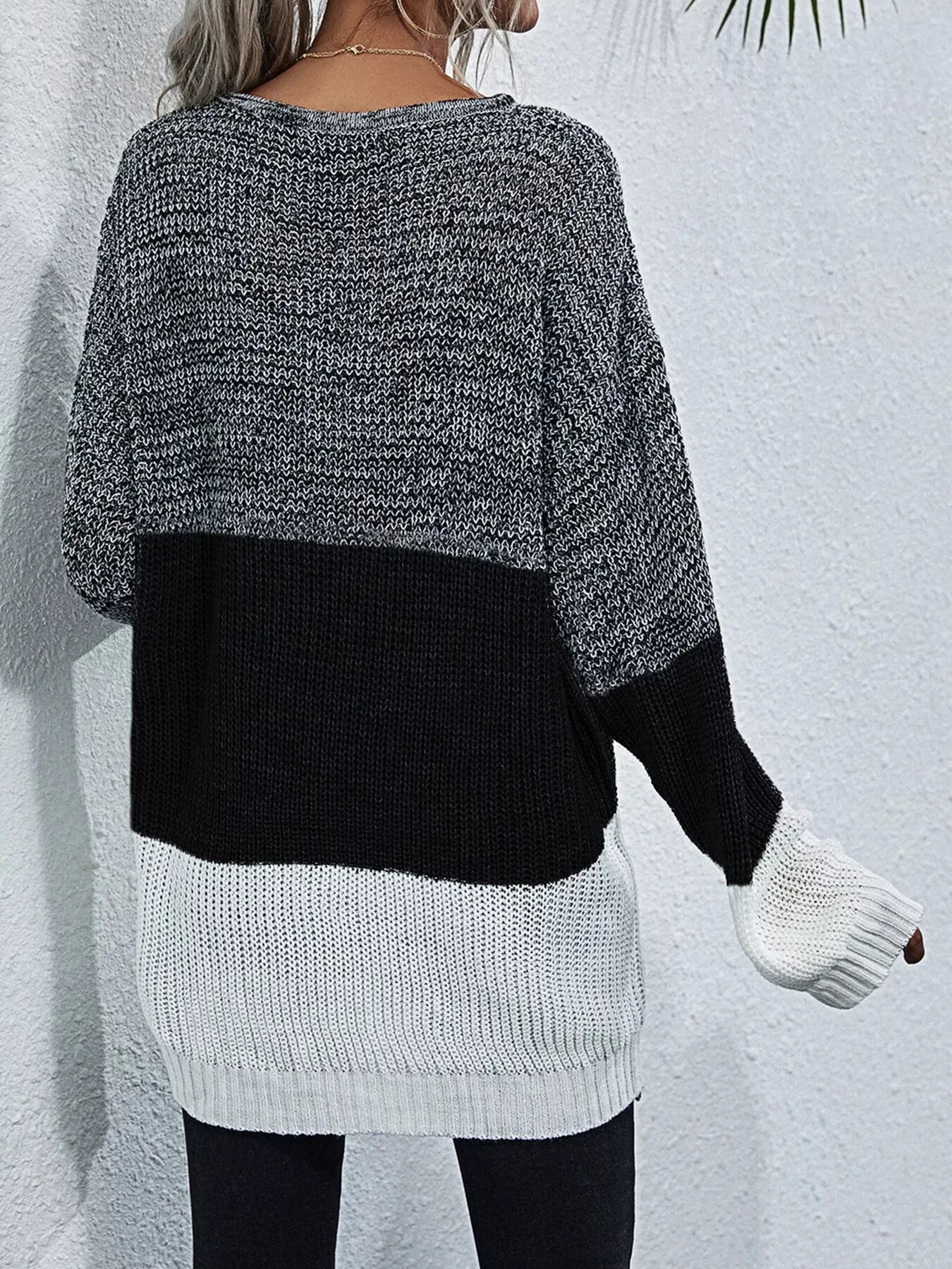 Color Block Round Neck Oversized Sweater sold by Charming Charlie product image thumbnail 5