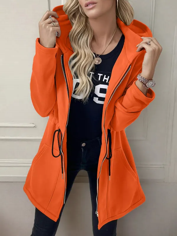 Drawstring Zip Up Hooded Outerwear sold by Charming Charlie