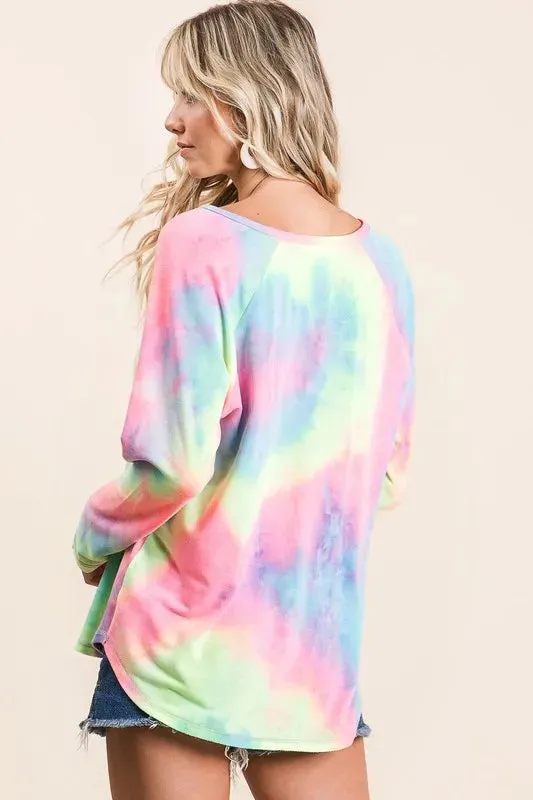 BiBi Long Sleeve Tie-Dye Terry T-Shirt sold by Charming Charlie product image thumbnail 5