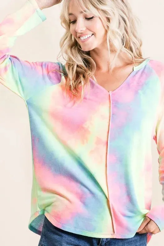 BiBi Long Sleeve Tie-Dye Terry T-Shirt sold by Charming Charlie product image thumbnail 2