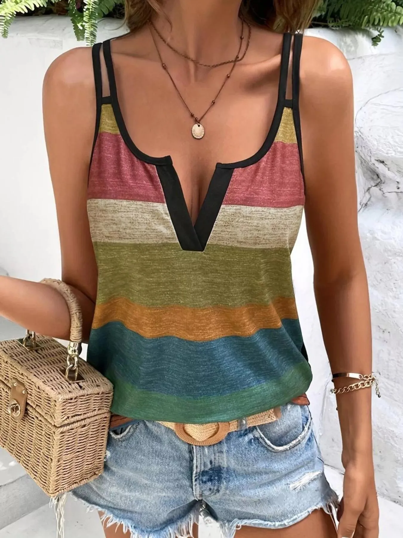Color Block Double Spaghetti Strap Cami sold by Charming Charlie product image thumbnail 3