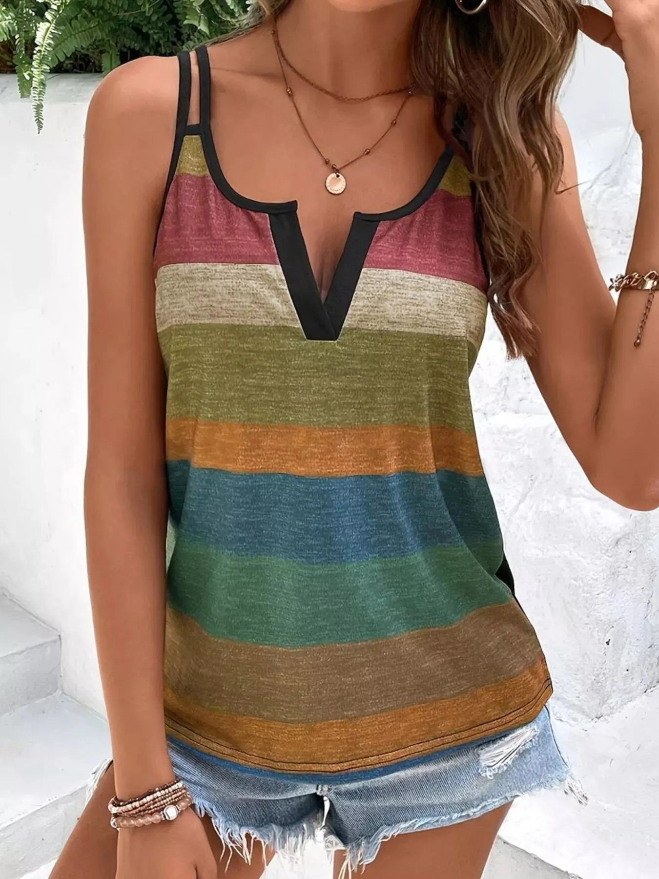 Color Block Double Spaghetti Strap Cami sold by Charming Charlie