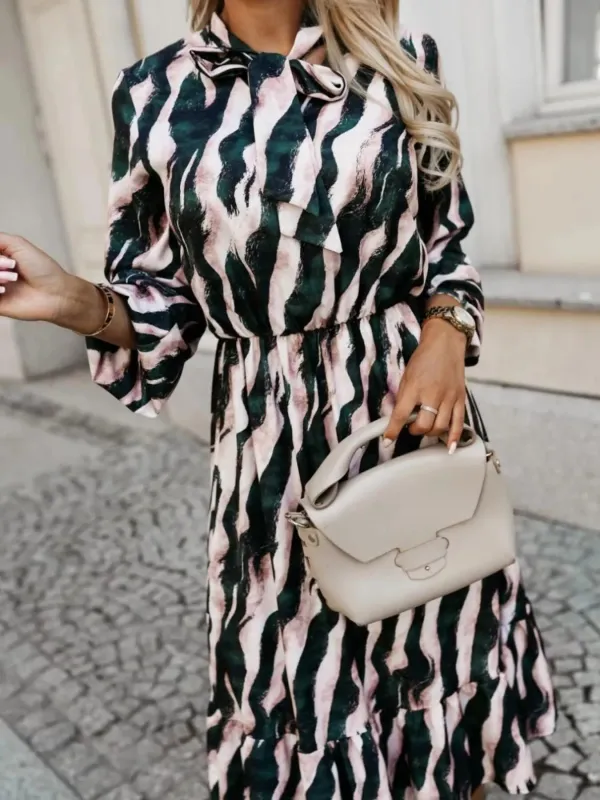 Ruffled Hem Striped Long Sleeve Dress sold by Charming Charlie