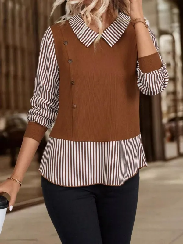 Striped Long Sleeve Blouse sold by Charming Charlie