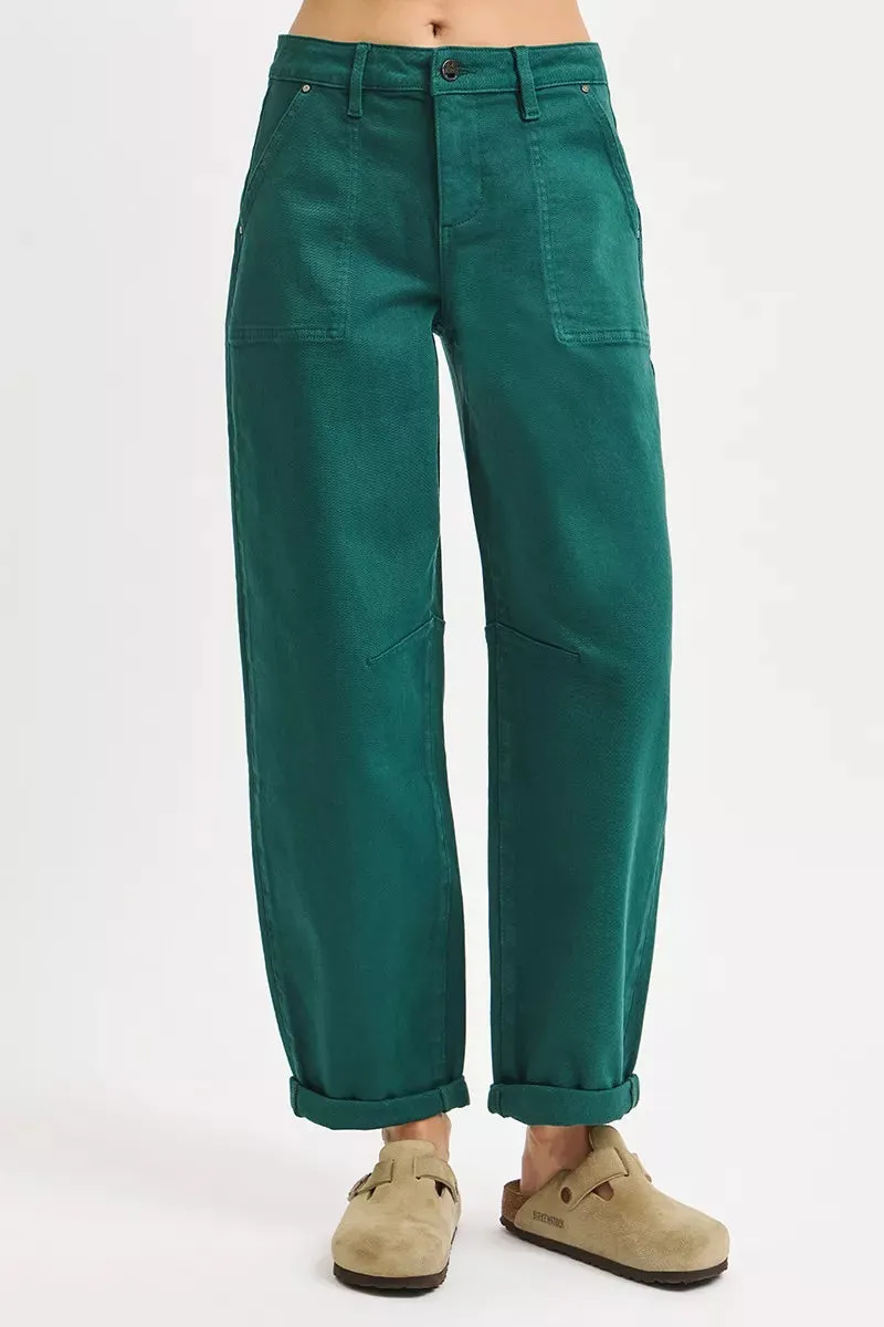 RISEN High Rise Ankle Cuffed Barrel Pants sold by Charming Charlie