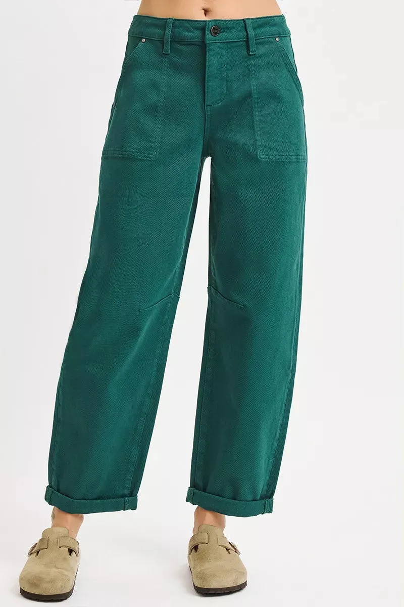 RISEN High Rise Ankle Cuffed Barrel Pants sold by Charming Charlie product image thumbnail 2