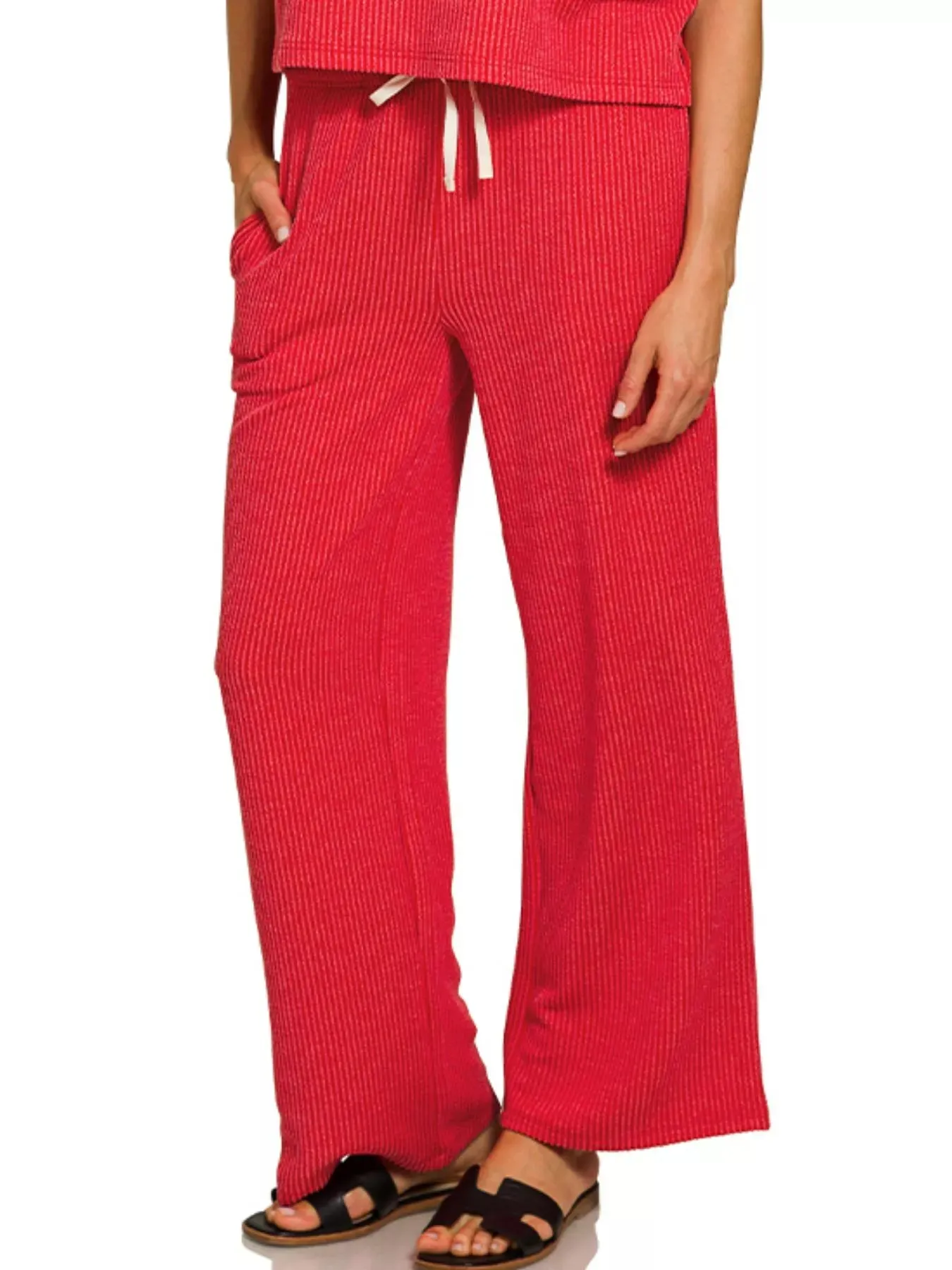 Zenana Raised Rib Short Sleeve Tee & Pants Set sold by Charming Charlie product image thumbnail 2