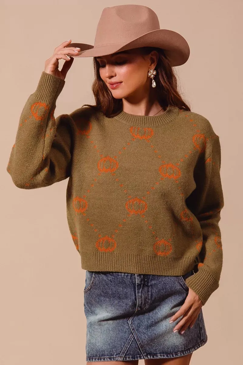SO ME Pumpkin Rhombus Halloween Thanksgiving Sweater sold by Charming Charlie product image thumbnail 4