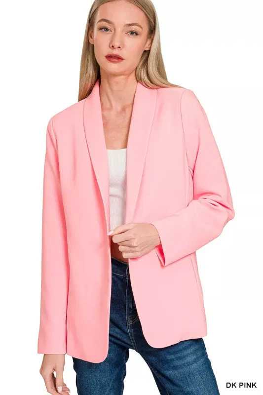 Zenana Woven Long Sleeve Blazer With Lining sold by Charming Charlie