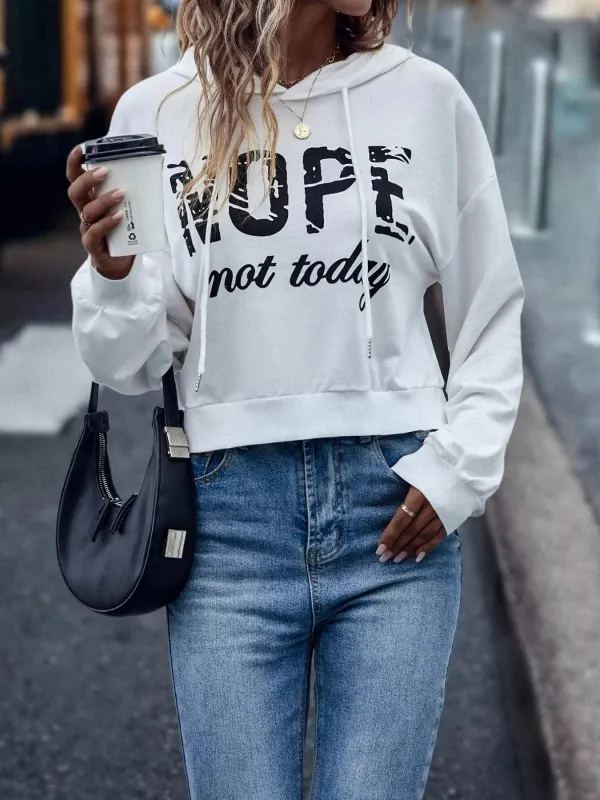 Letter Graphic Long Sleeve Drawstring Hoodie sold by Charming Charlie
