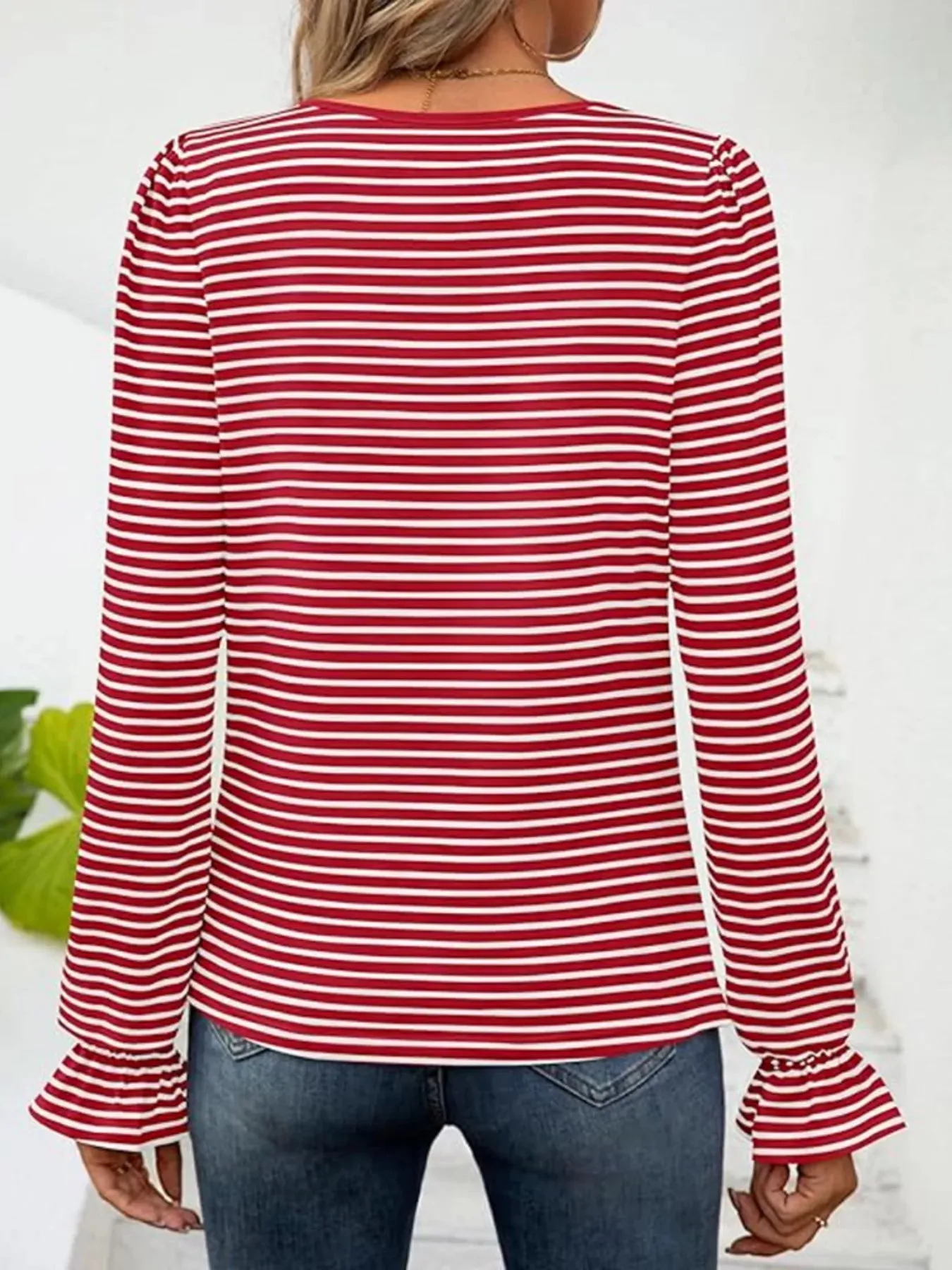 Striped Long Sleeve T-Shirt with Square Neckline sold by Charming Charlie product image thumbnail 3