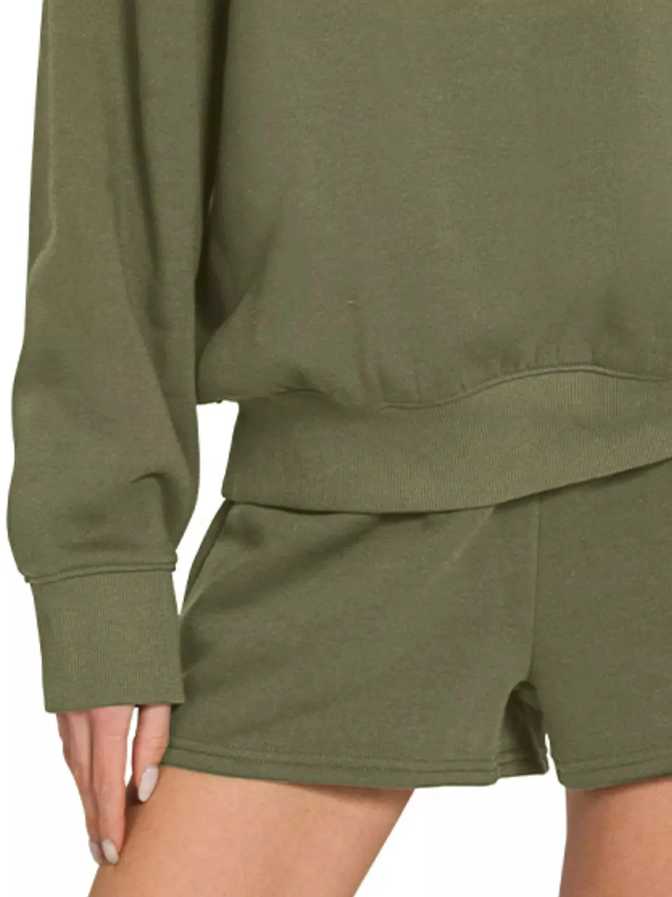 Zenana Fleece Long Sleeve Sweatshirts & Shorts Set sold by Charming Charlie product image thumbnail 2