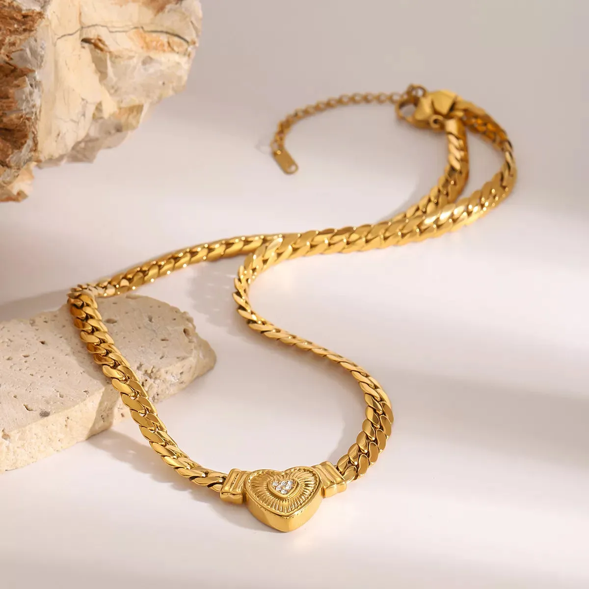 18K Gold-Plated Zircon Heart Necklace sold by Charming Charlie product image thumbnail 2