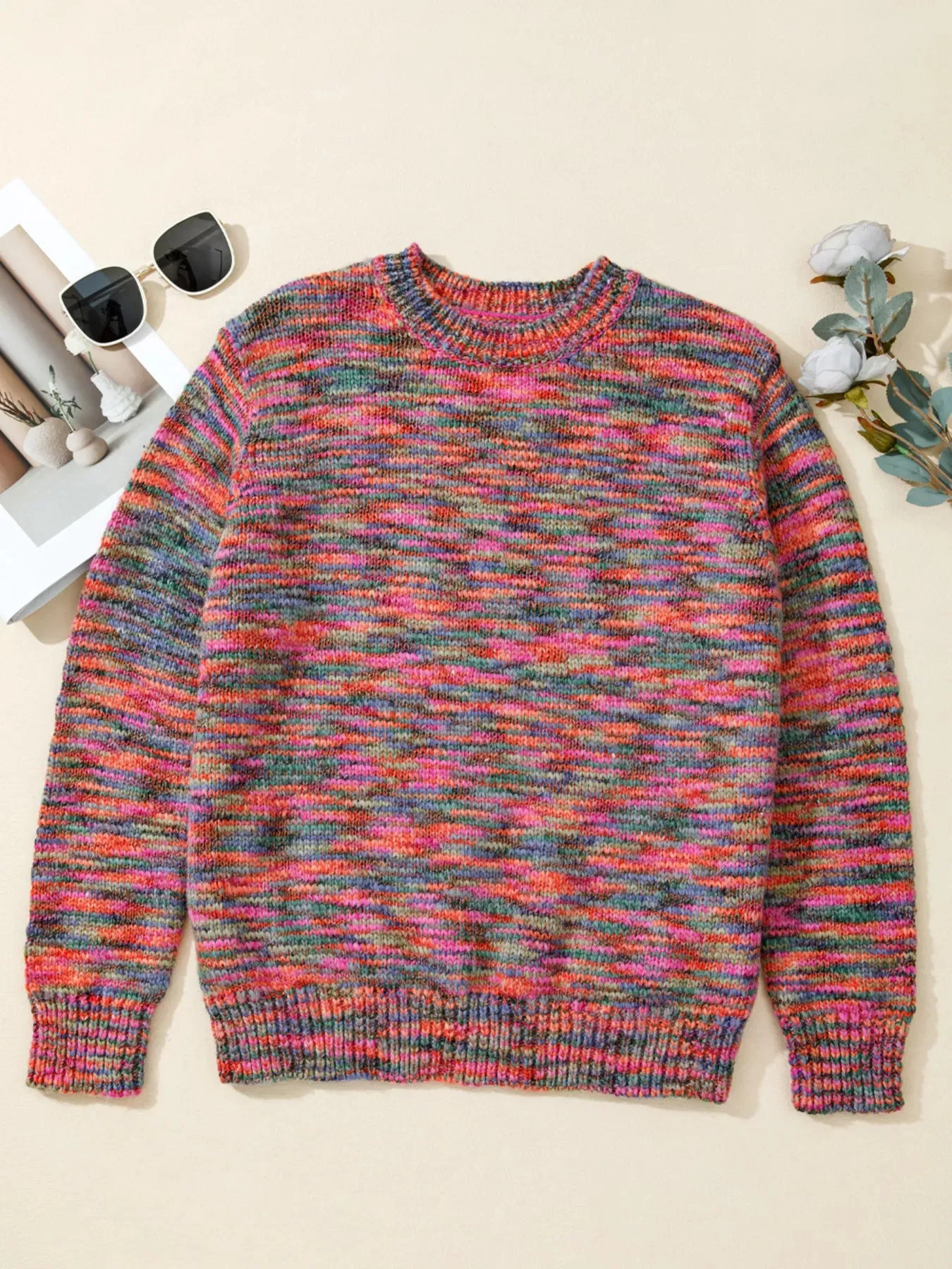 Space Dye Yarn Crew Neck Sweater sold by Charming Charlie product image thumbnail 3