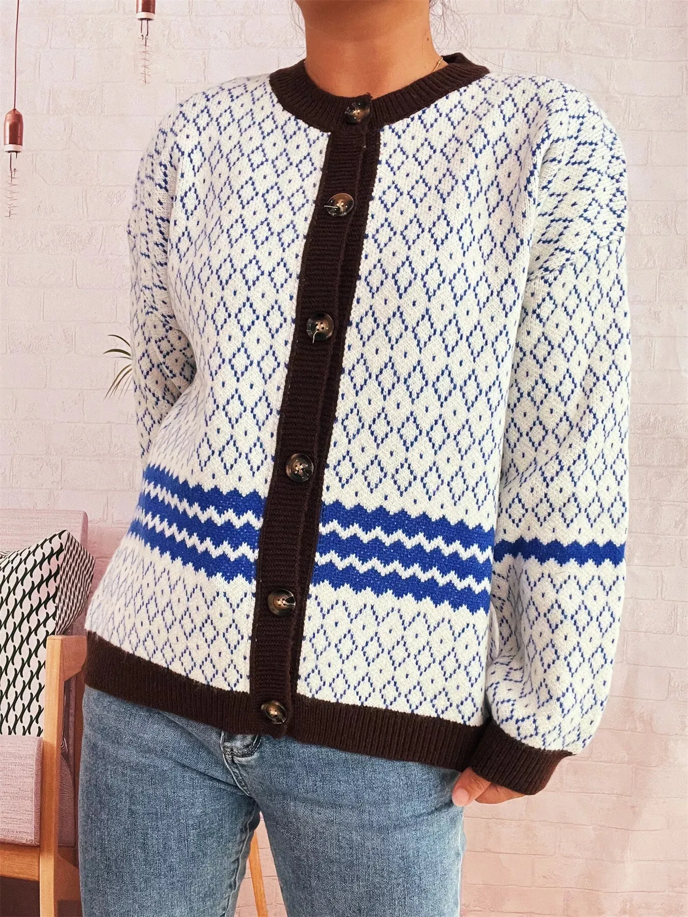 Geometric Pattern Button Up Cardigan sold by Charming Charlie product image thumbnail 2
