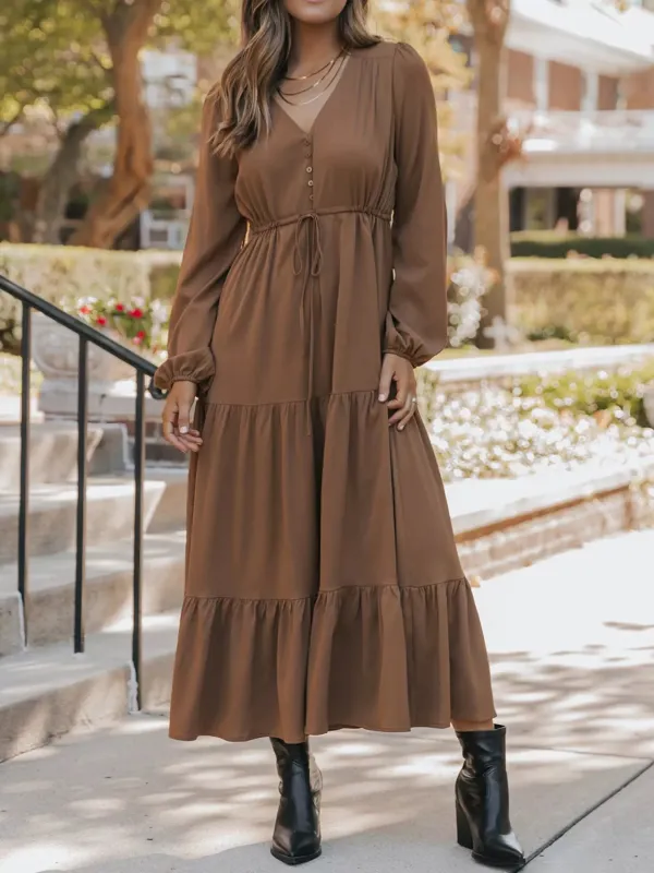 V-Neck Balloon Sleeve Tiered Dress sold by Charming Charlie
