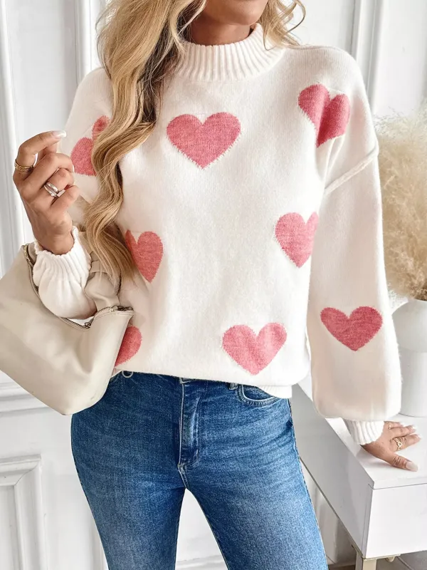 Heart Mock Neck Long Sleeve Sweater sold by Charming Charlie