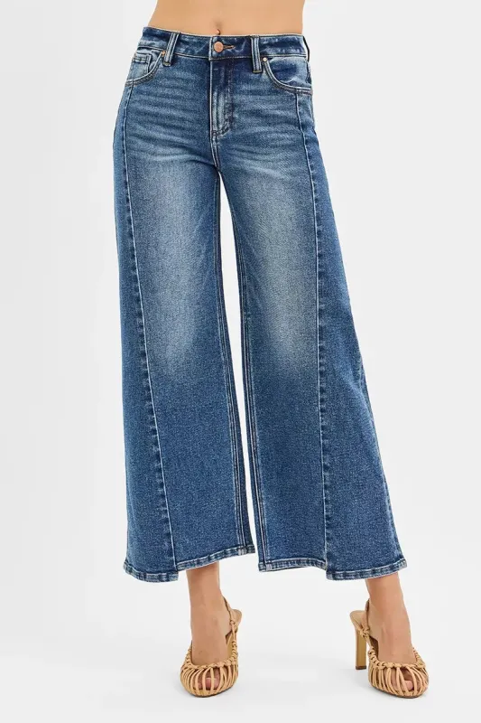 RISEN High Rise Crop Wide Leg Jeans with Step Hem sold by Charming Charlie