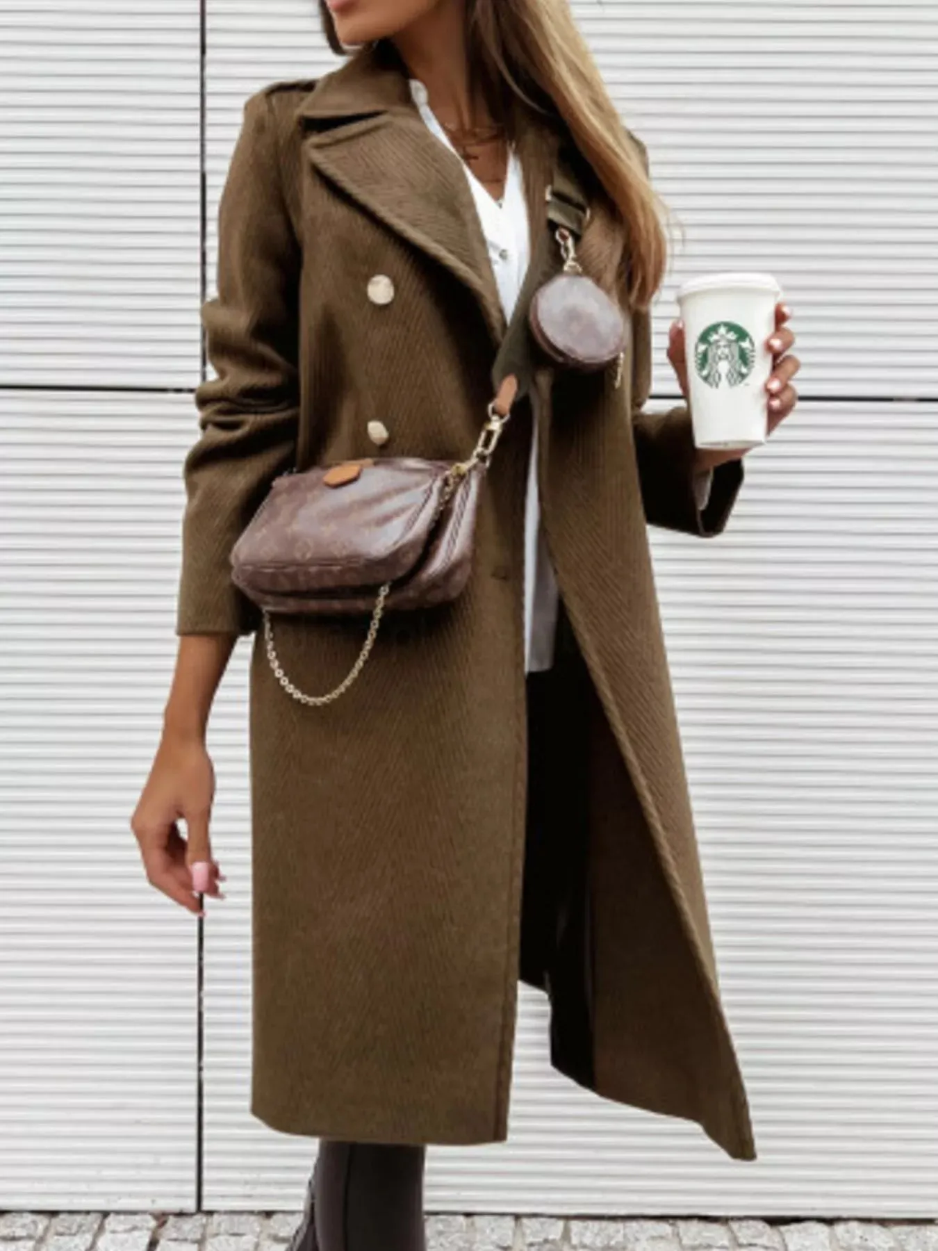 Double-Breasted Long Sleeve Coat sold by Charming Charlie product image thumbnail 5