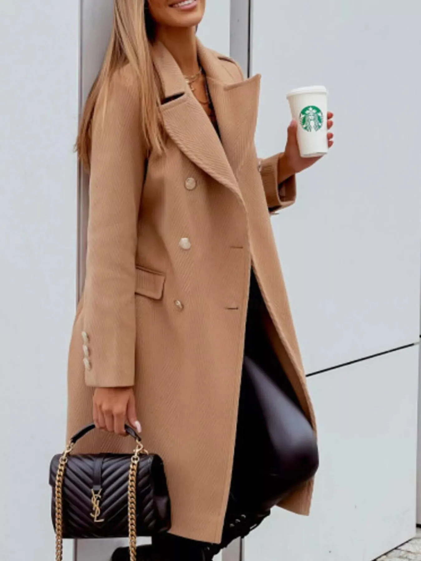 Double-Breasted Long Sleeve Coat sold by Charming Charlie product image thumbnail 3