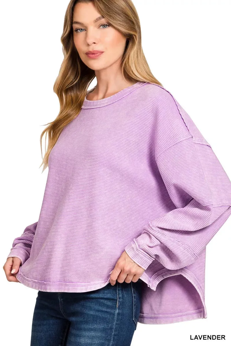 Zenana Acid Washed Exposed-Seam Sweatshirt sold by Charming Charlie product image thumbnail 2