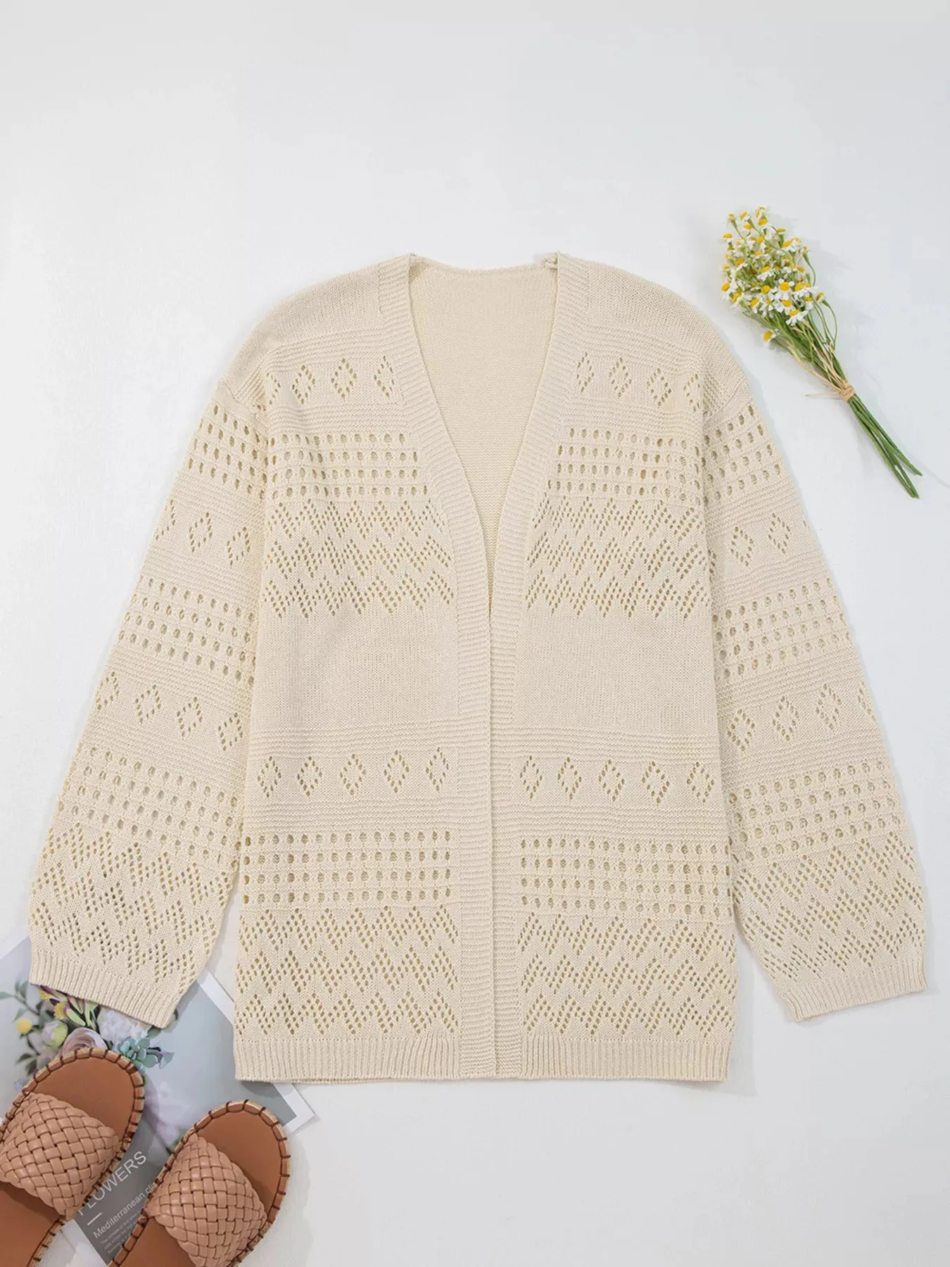 Hollowed Knit Open Front Cardigan sold by Charming Charlie product image thumbnail 3