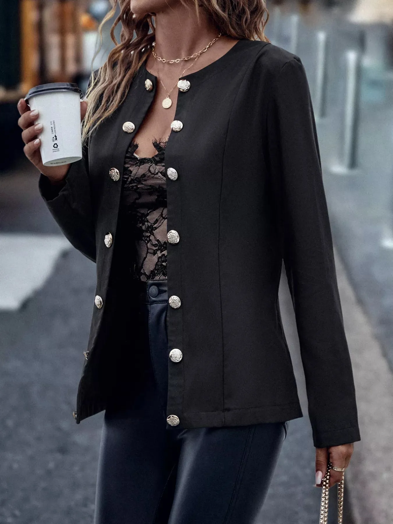 Solid Color Long Sleeve Outerwear sold by Charming Charlie product image thumbnail 3