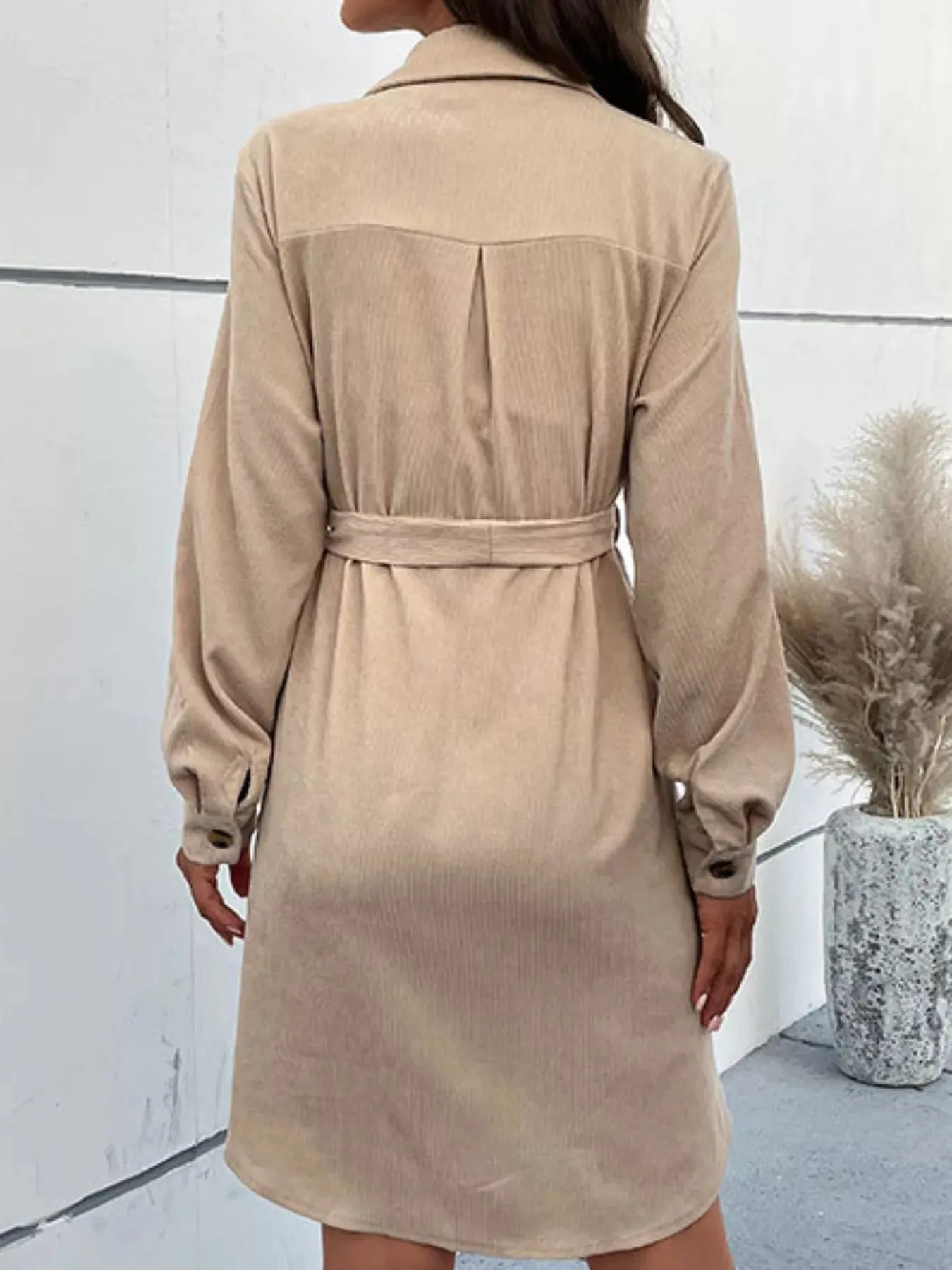Button-Front Tie Waist Shirt Dress sold by Charming Charlie product image thumbnail 4