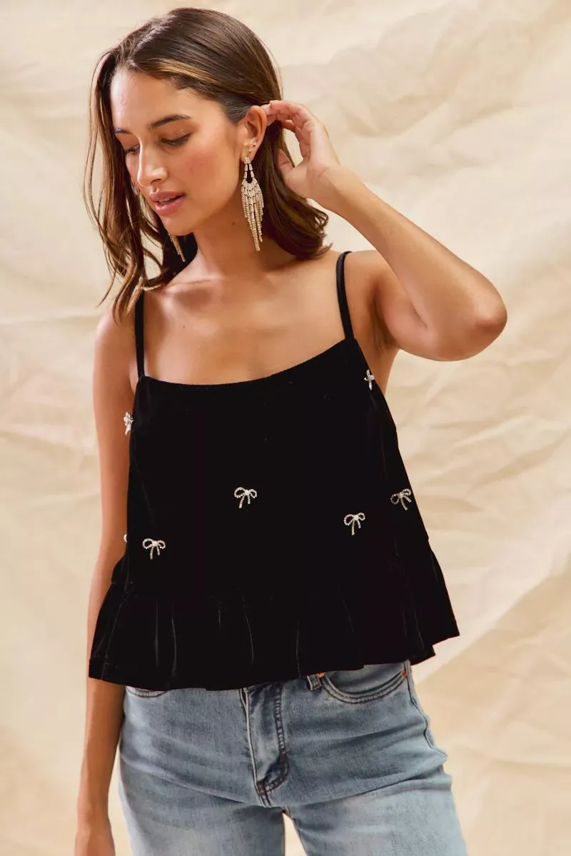 SO ME Holiday Velvet Ribbon Rhinestone Christmas Top sold by Charming Charlie product image thumbnail 5