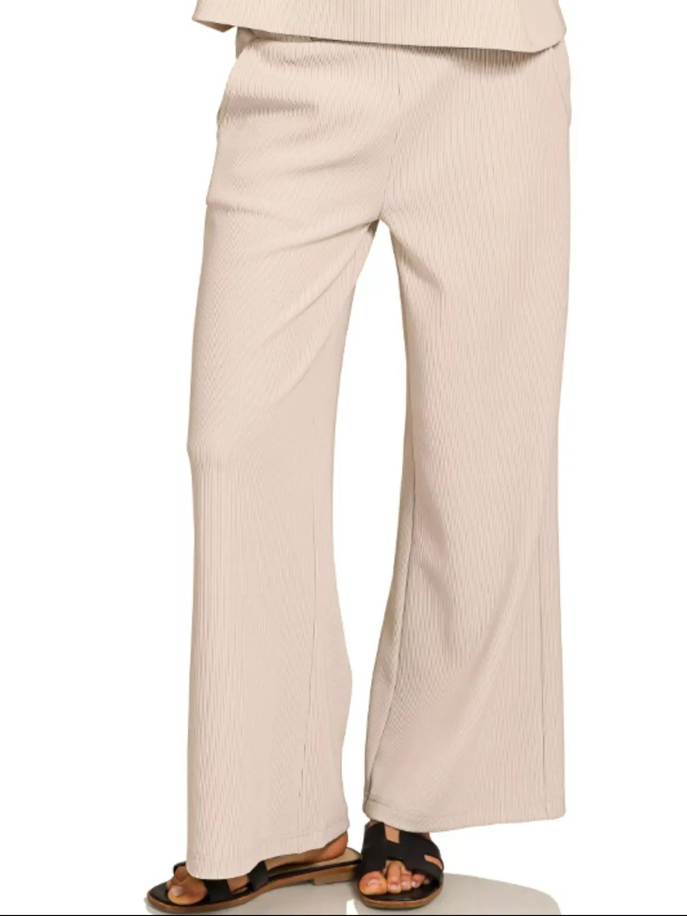 Zenana Ribbed Round Neck Tee & Pants Set sold by Charming Charlie product image thumbnail 3