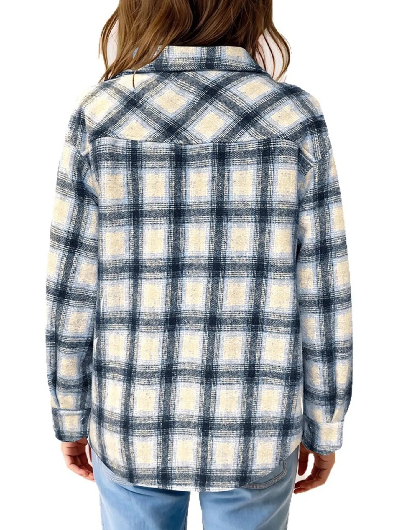 Oversized Plaid Long Sleeve Fleece Jacket sold by Charming Charlie product image thumbnail 5