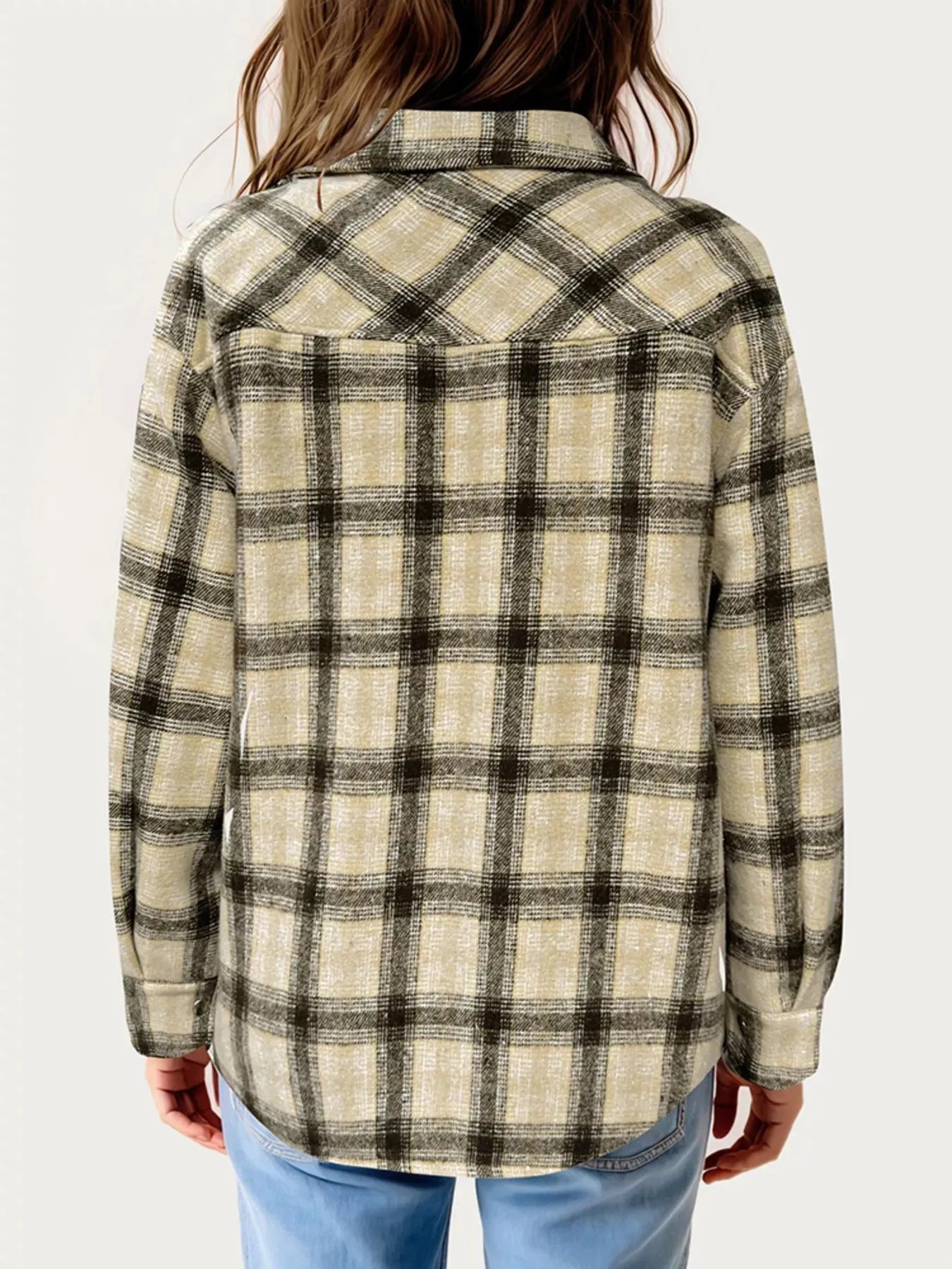 Oversized Plaid Long Sleeve Fleece Jacket sold by Charming Charlie product image thumbnail 3