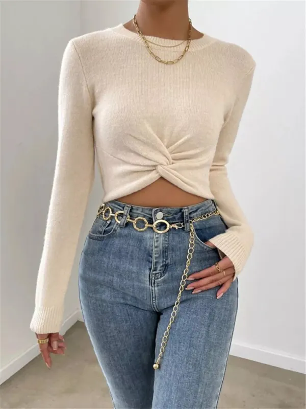 Twisted Front Cropped Knit Top sold by Charming Charlie